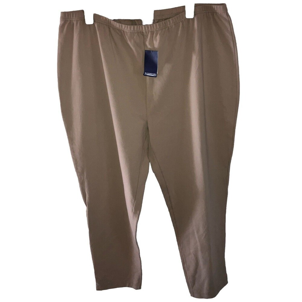 lands end Pants 2X 20 22W Beige NEW Pull On Elastic Minimalist 36” + Stretch